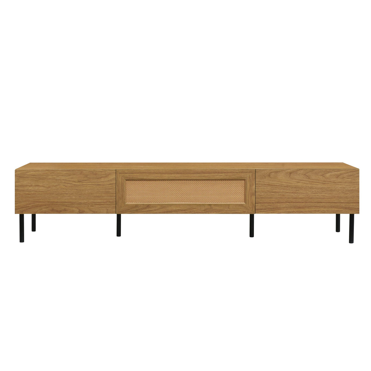 Boho TV Stand for TVs Up to 80" with Rattan Decoration and Metal Legs