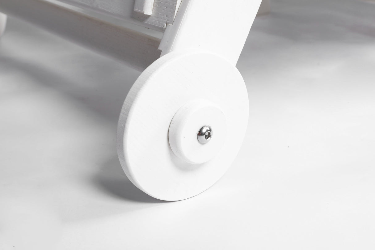 Lounge Chair Outdoor with Wood TextureOversized Chaise Lounge Chair with 5 PositionsHDPEPatio Lounge Chair with Wheels & Cup Holder for PoolDeckPoolsideWhite