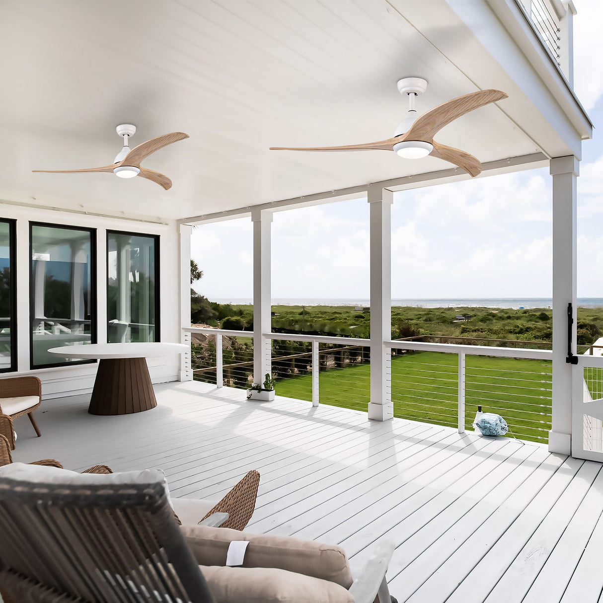 Indoor Outdoor Ceiling Fan With Light With Remote Control, Noiseless Reversible Motor, 6 Speed, 3 Color
