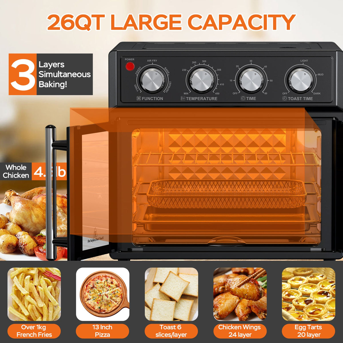 PlumChef 26QT Large Capacity French Double-Door Air Fryer