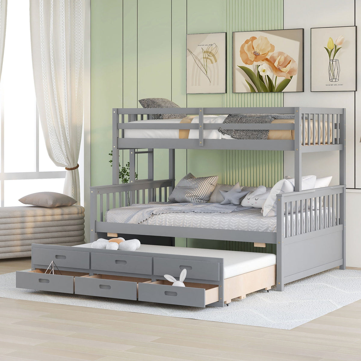 Bunk Bed With Twin Size Trundle And Drawers