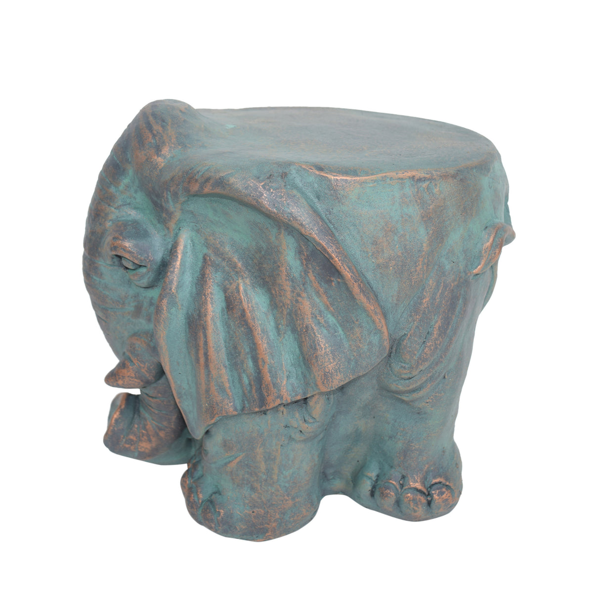 Elephant Garden Stool with Copper Patina Finish