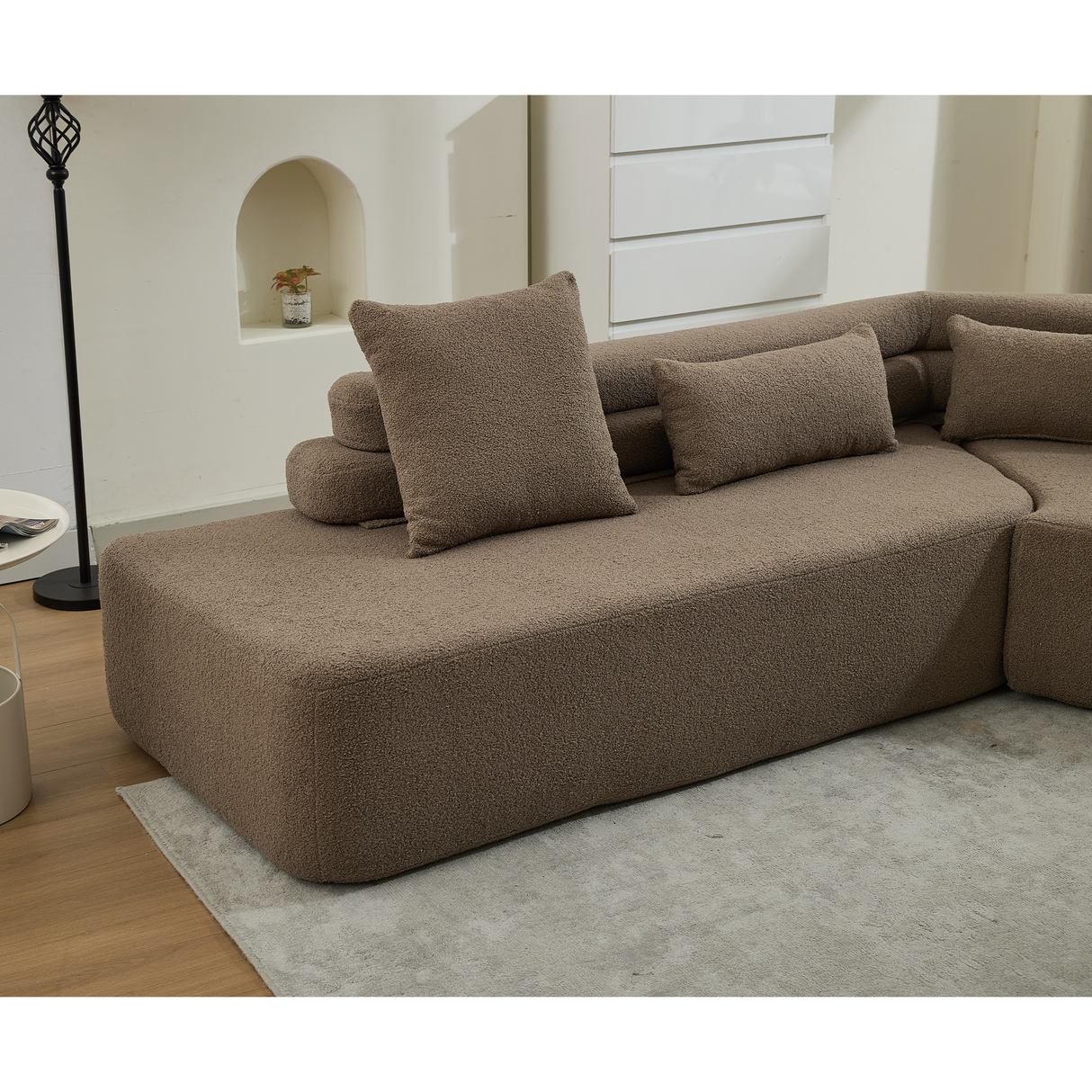 Minimalist Cloud Sectional Couch 4-Seater Brown