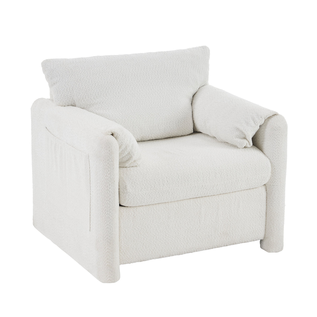 002 Fixed-Modern Accent Chair Single Seater, Ivory White