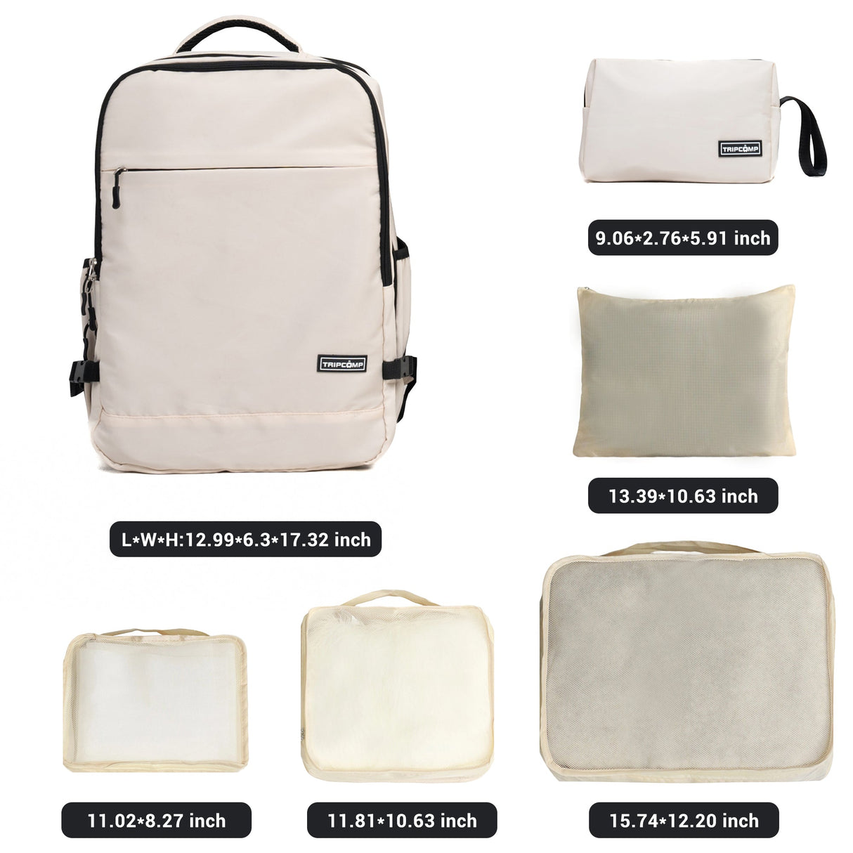 9-Piece White Luggage Set by GigaTech