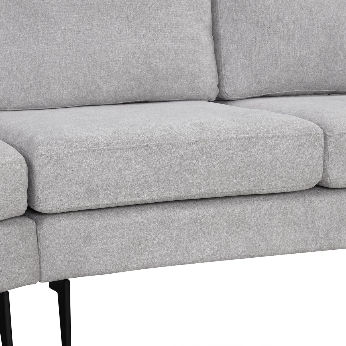 111" Upholstered 3-Seater Sofa with Curved Design and Two Printed Pillows