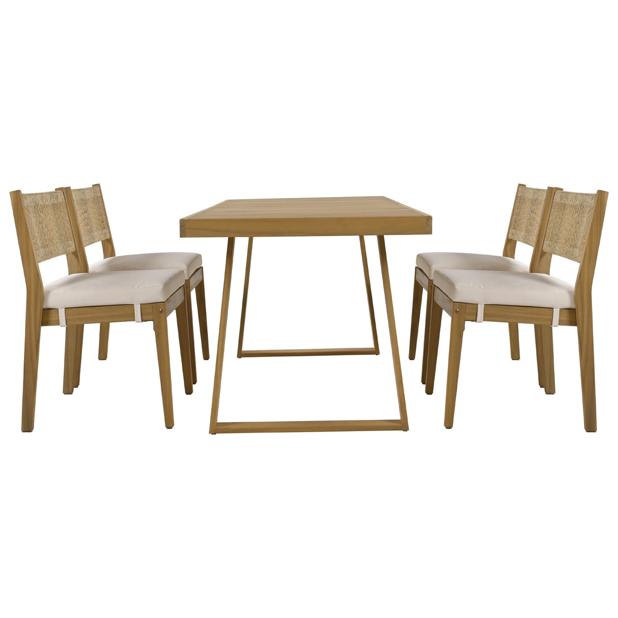 U_Style Multi-Person Outdoor Acacia Wood Dining Table and Chair Set