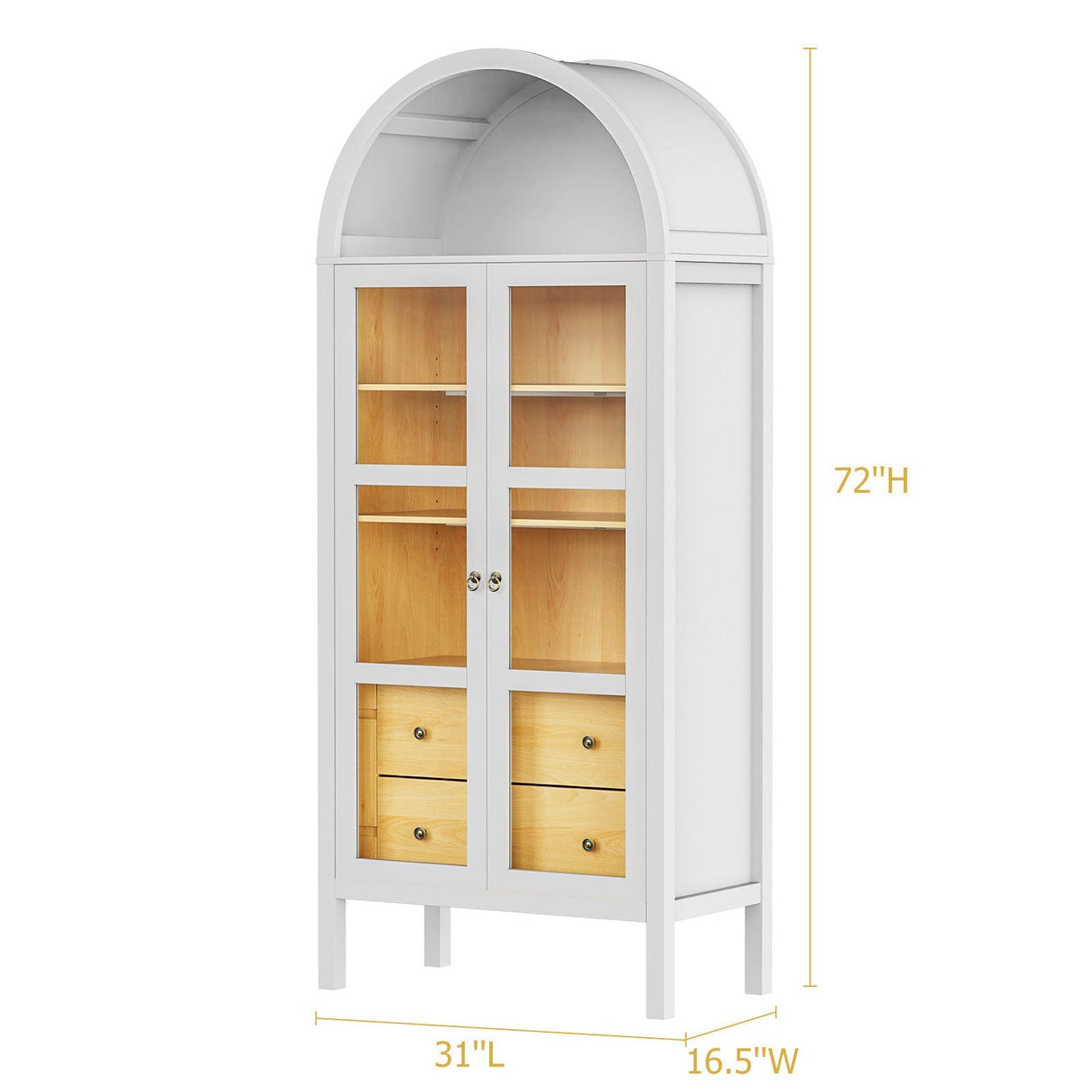 Modern Arched Cabinet with Glass Doors and Auto Sensor Light
