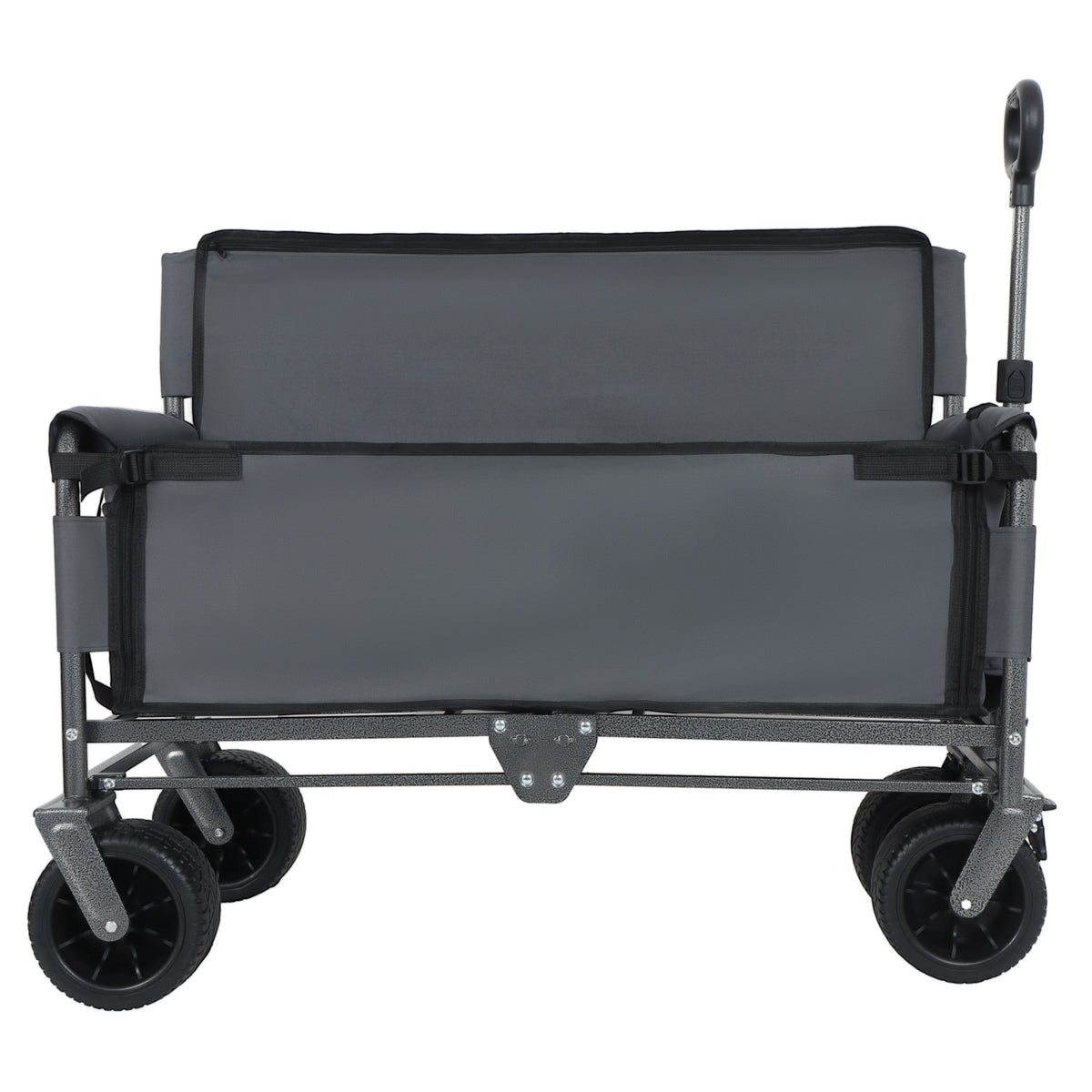 3-in-1 Convertible Folding Wagon Cart with Bench Seat & Storage - Gray