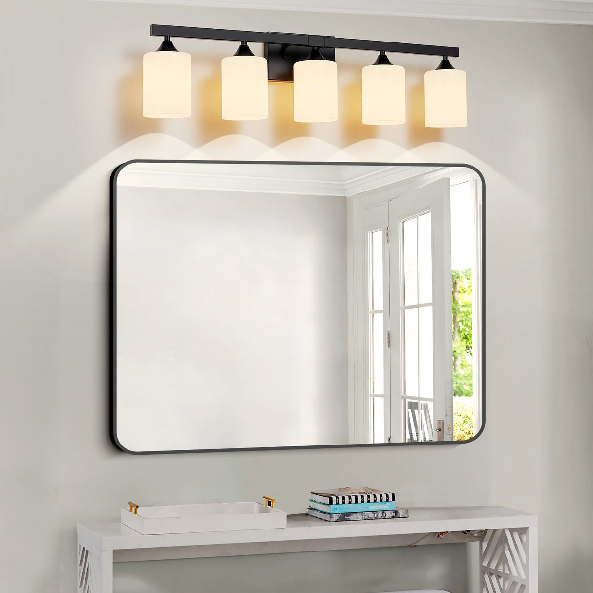 5-Light Matte Black Bathroom Lighting