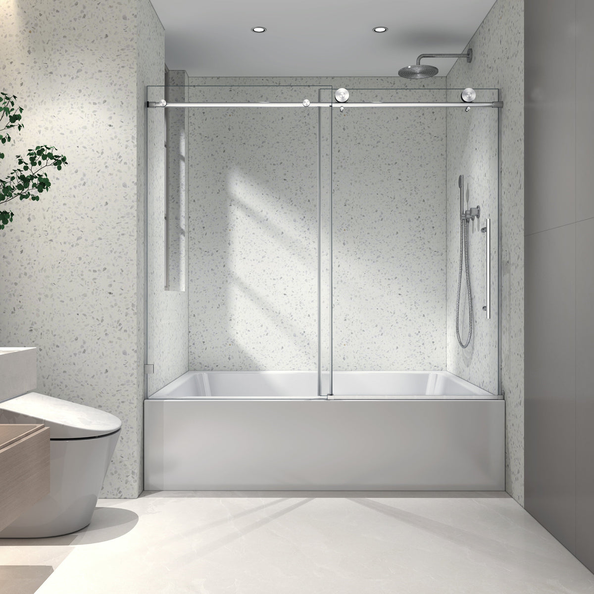 6063 Brushed Nickel Frameless Shower Door