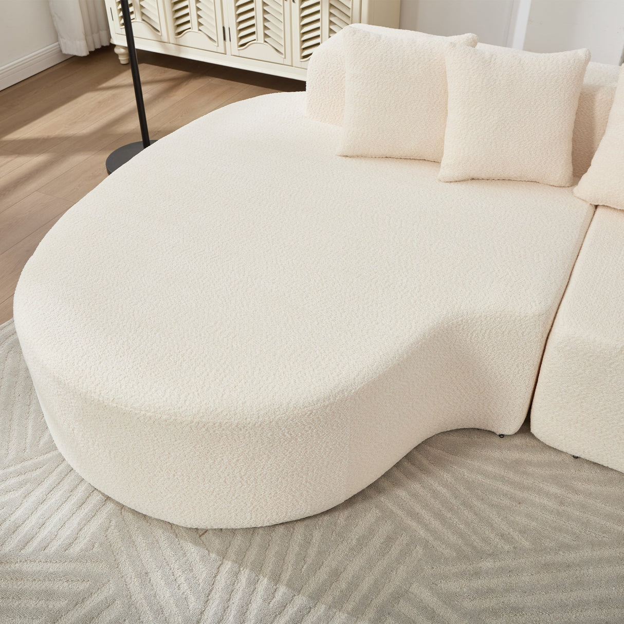 110.2'' Curved Sectional Sofa with 5 Pillows - Ivory