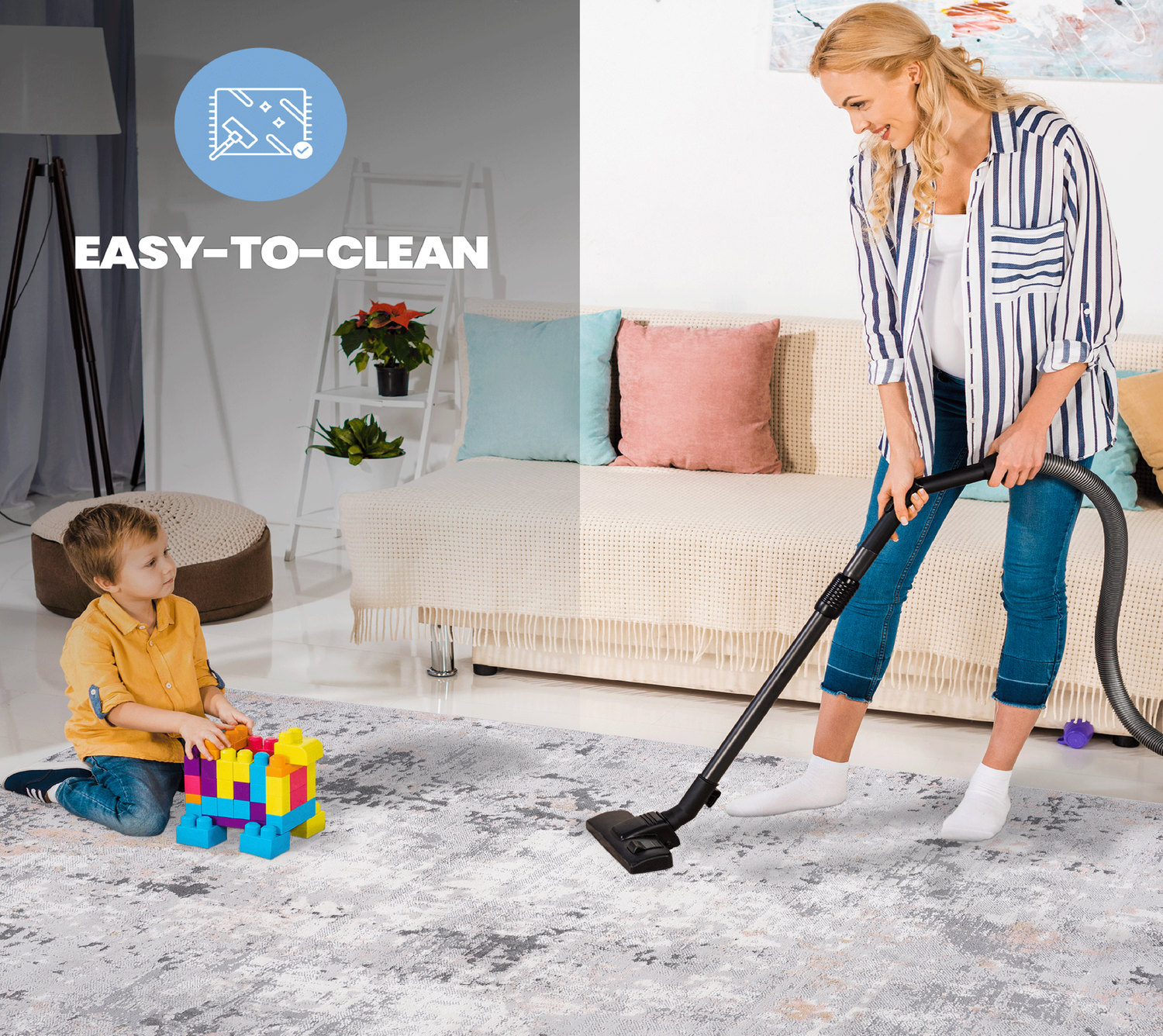 NAAR MARFI Collection Abstract Non-Shedding and Stain Resistant Area Rug