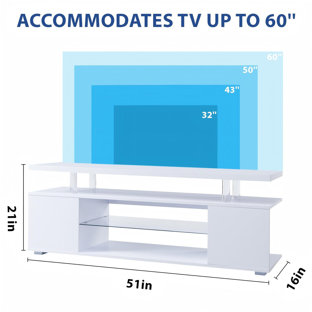 TV Stant With LED And Large Side Cabinet