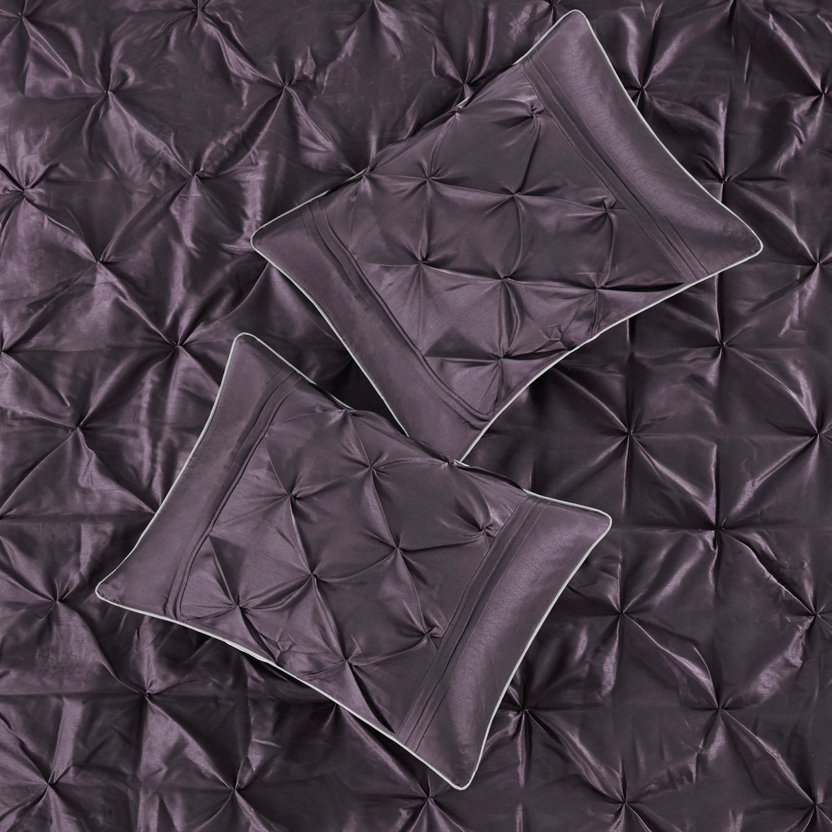 7-Piece Queen 100% Polyester Pieced Pleated Tufted Comforter Set
