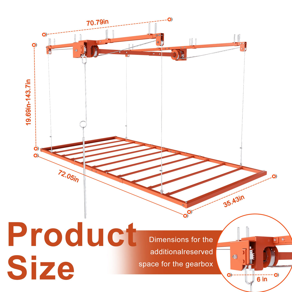 Orange Overhead Garage Storage Rack 3x6 FT