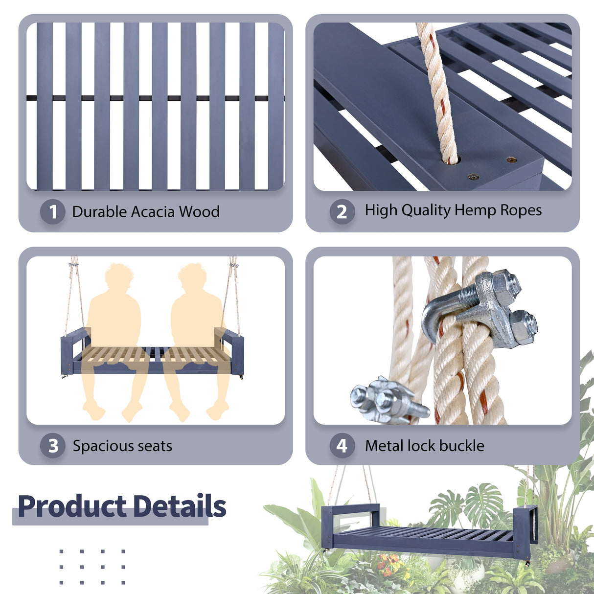 Twin Size Porch Swing Bed SeatingGray