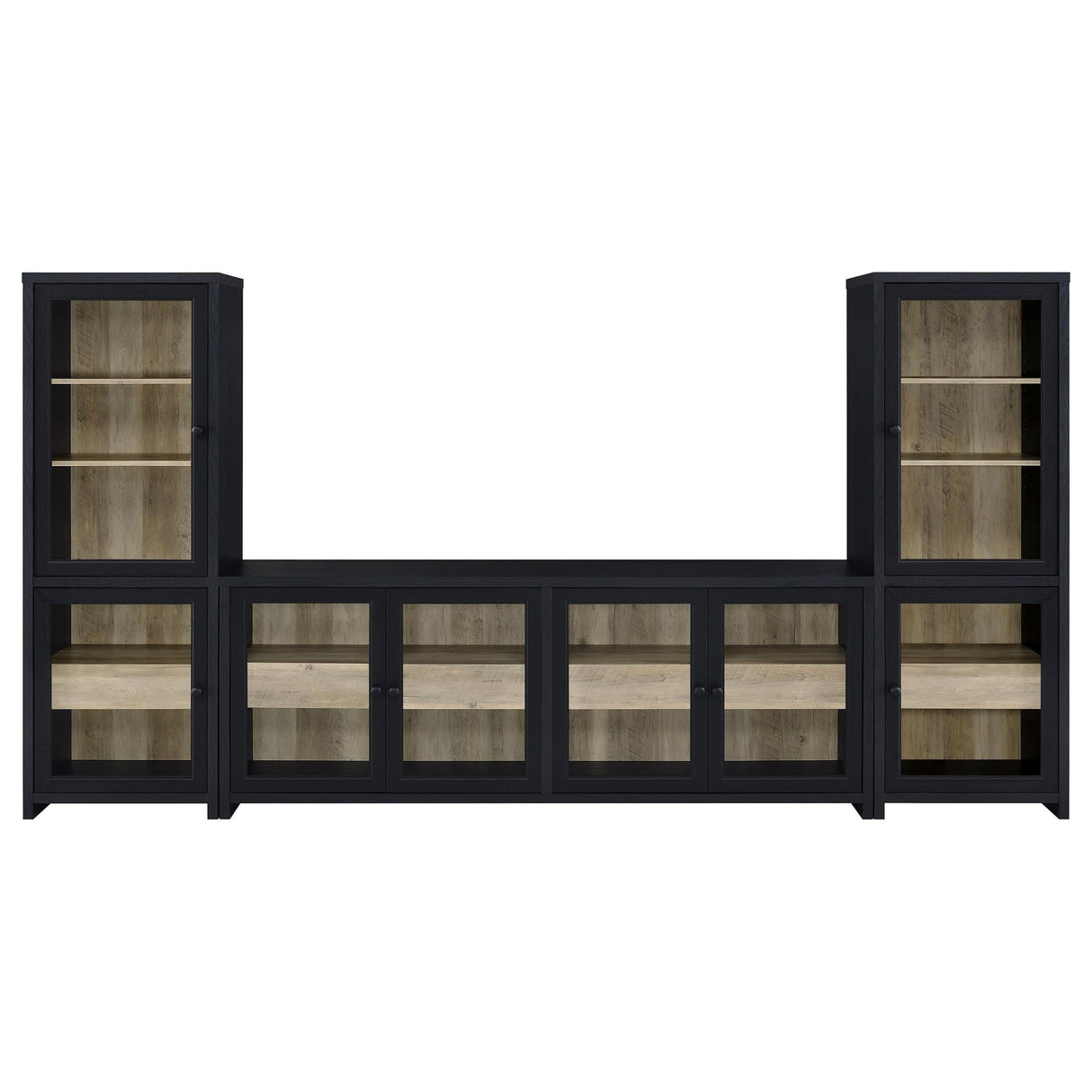Denison 3-piece Entertainment Center 79-inch TV Stand Black