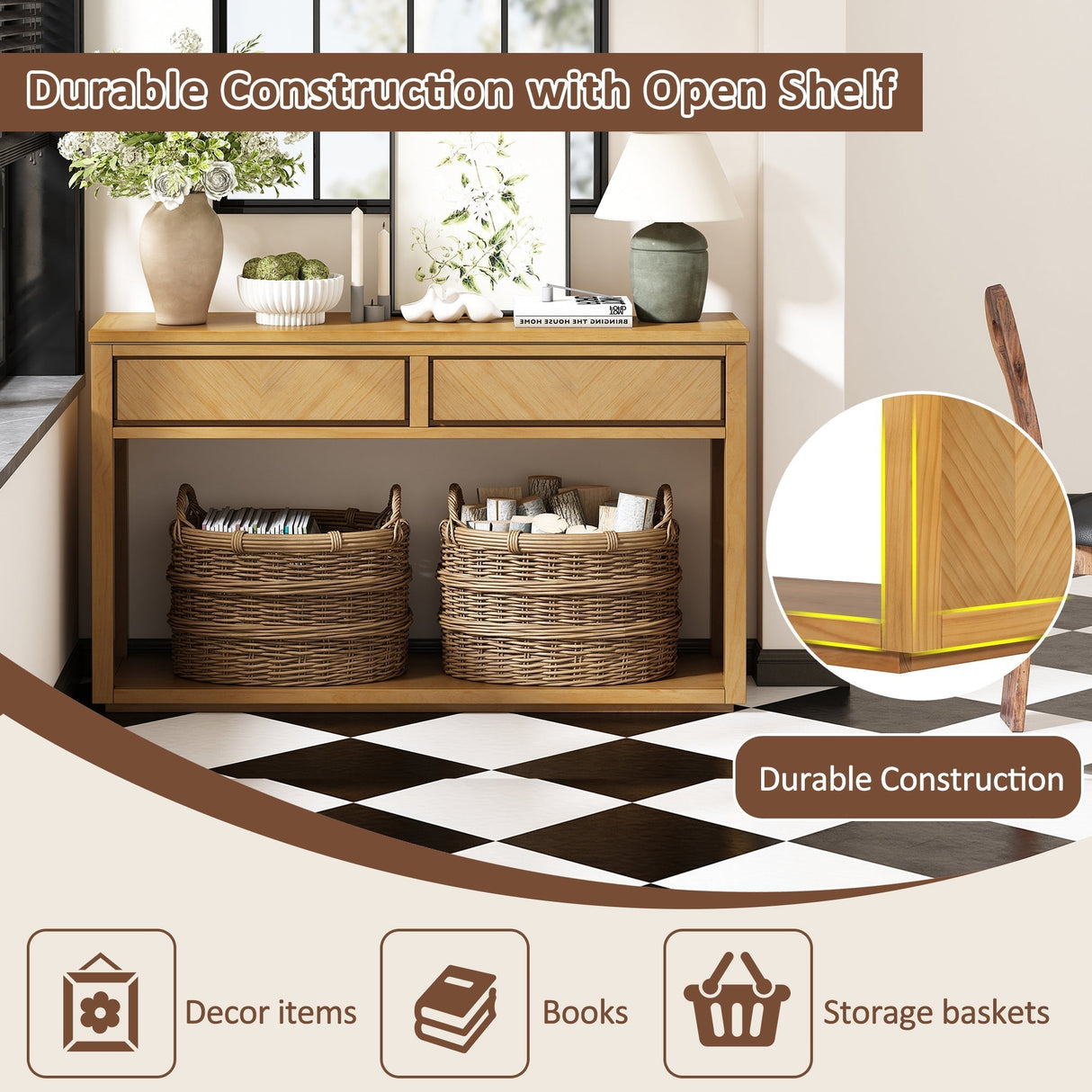 55' Console TableNatural