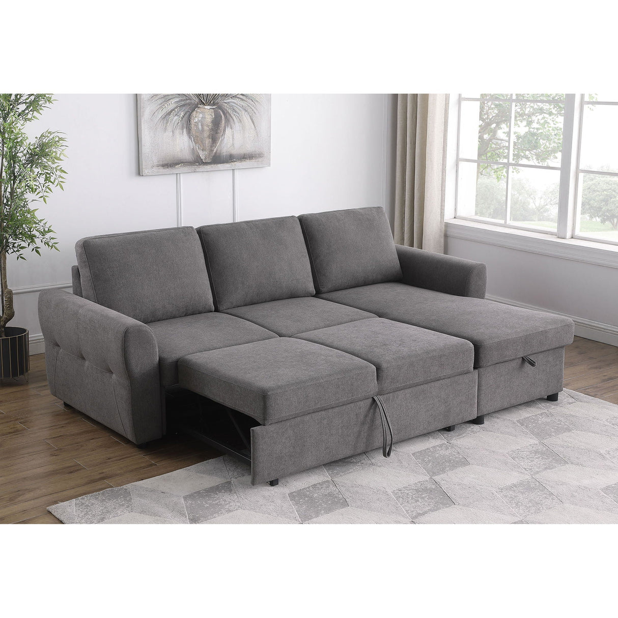 Kenna- Sleeper Sectional Sofa With Storage Ottoman
