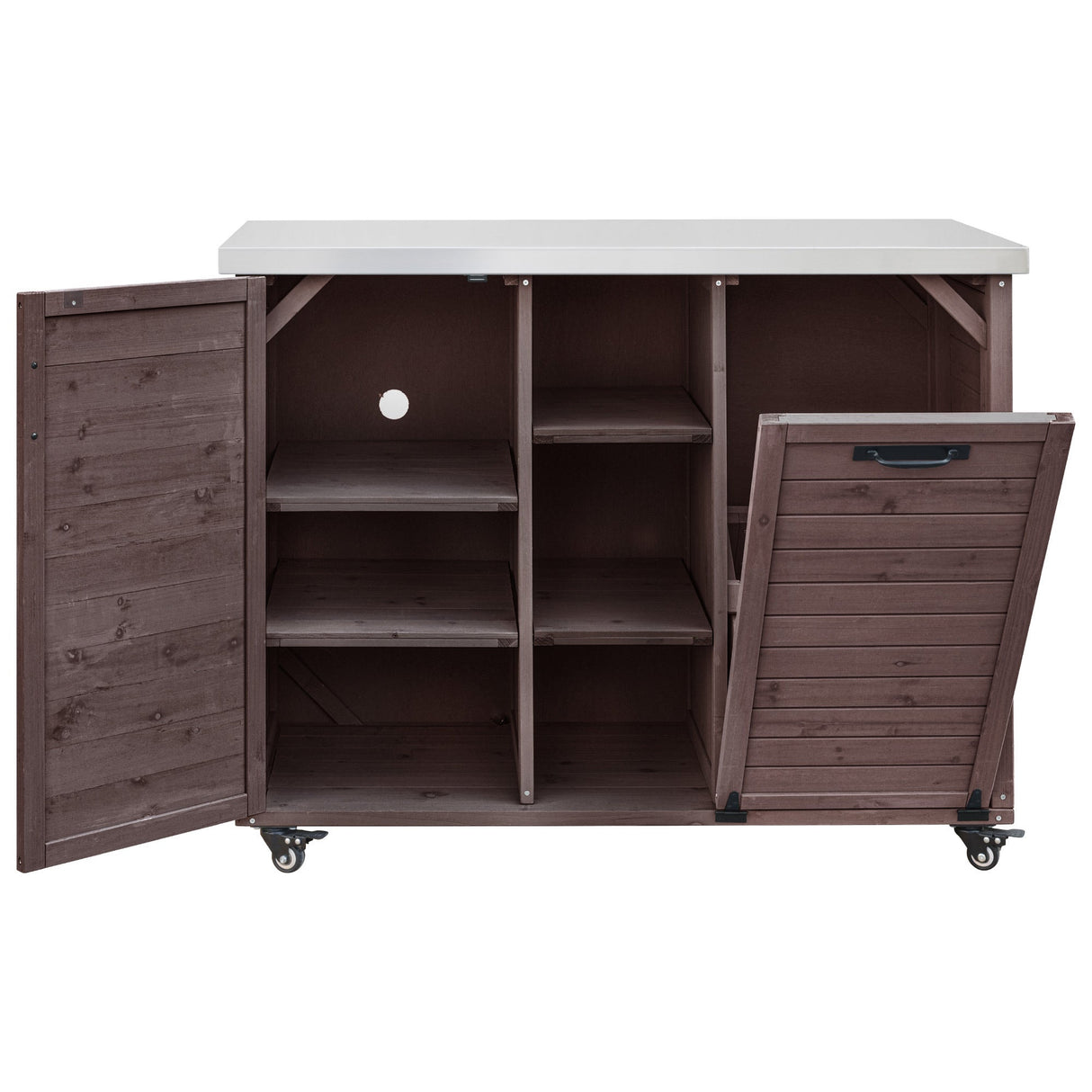 K&K 78.3' Outdoor Kitchen Island with Foldable Grill Table