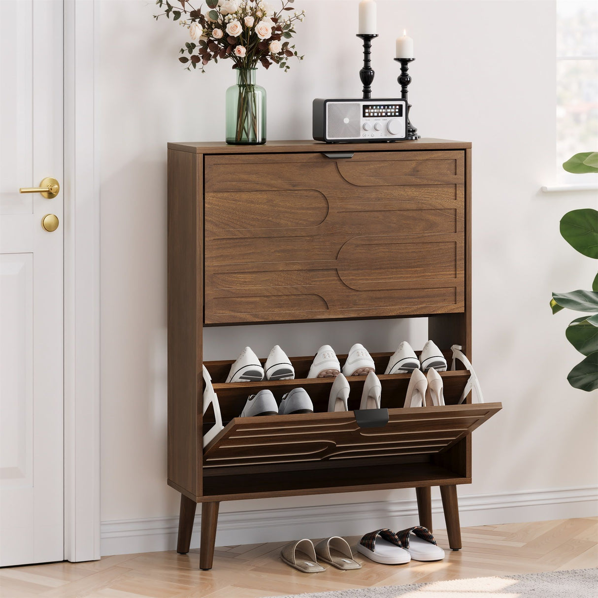 Medieval - Independent Shoe Cabinet With 2 Flip Drawers
