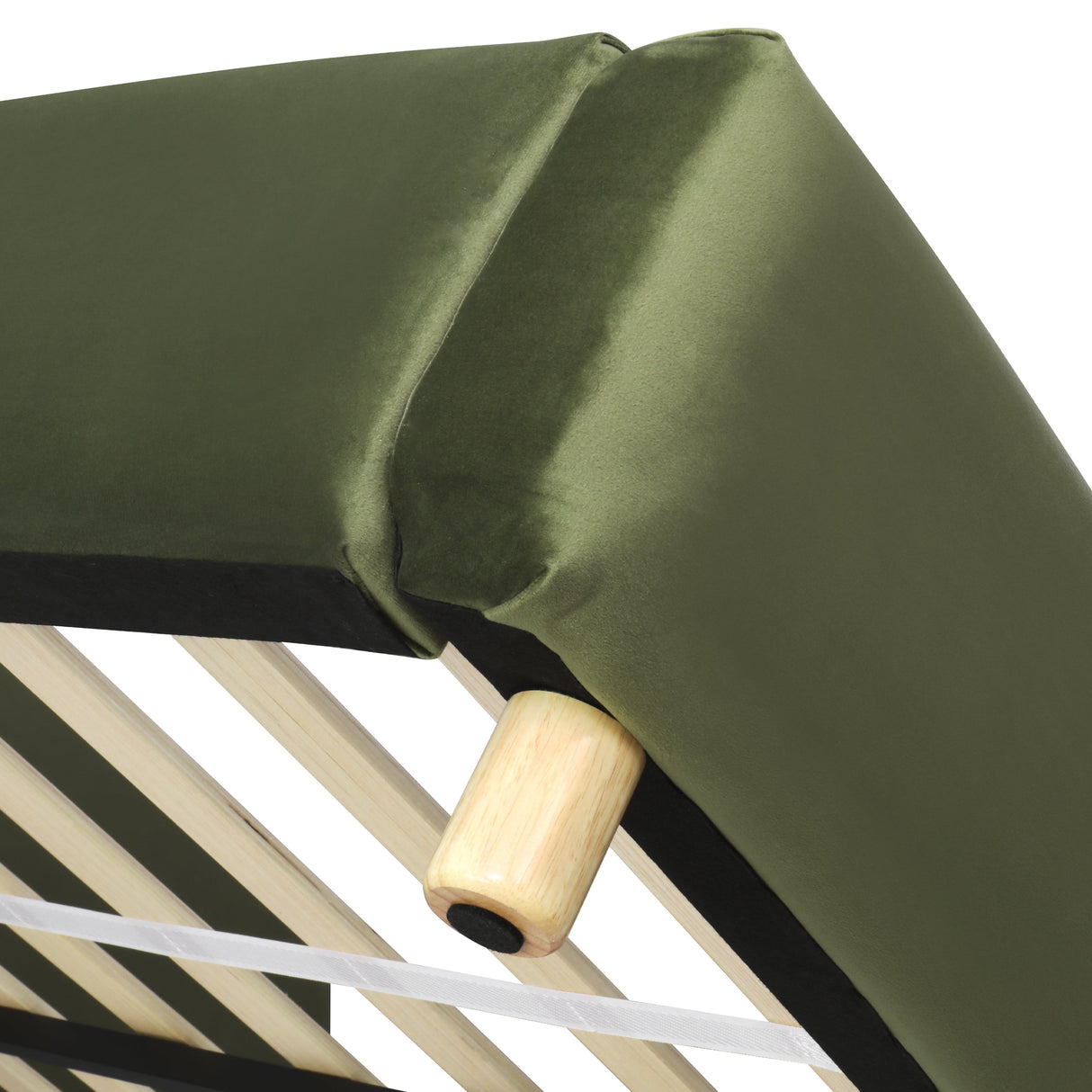 King Size Platform Bed with Velvet Fabric and Curved Headboard