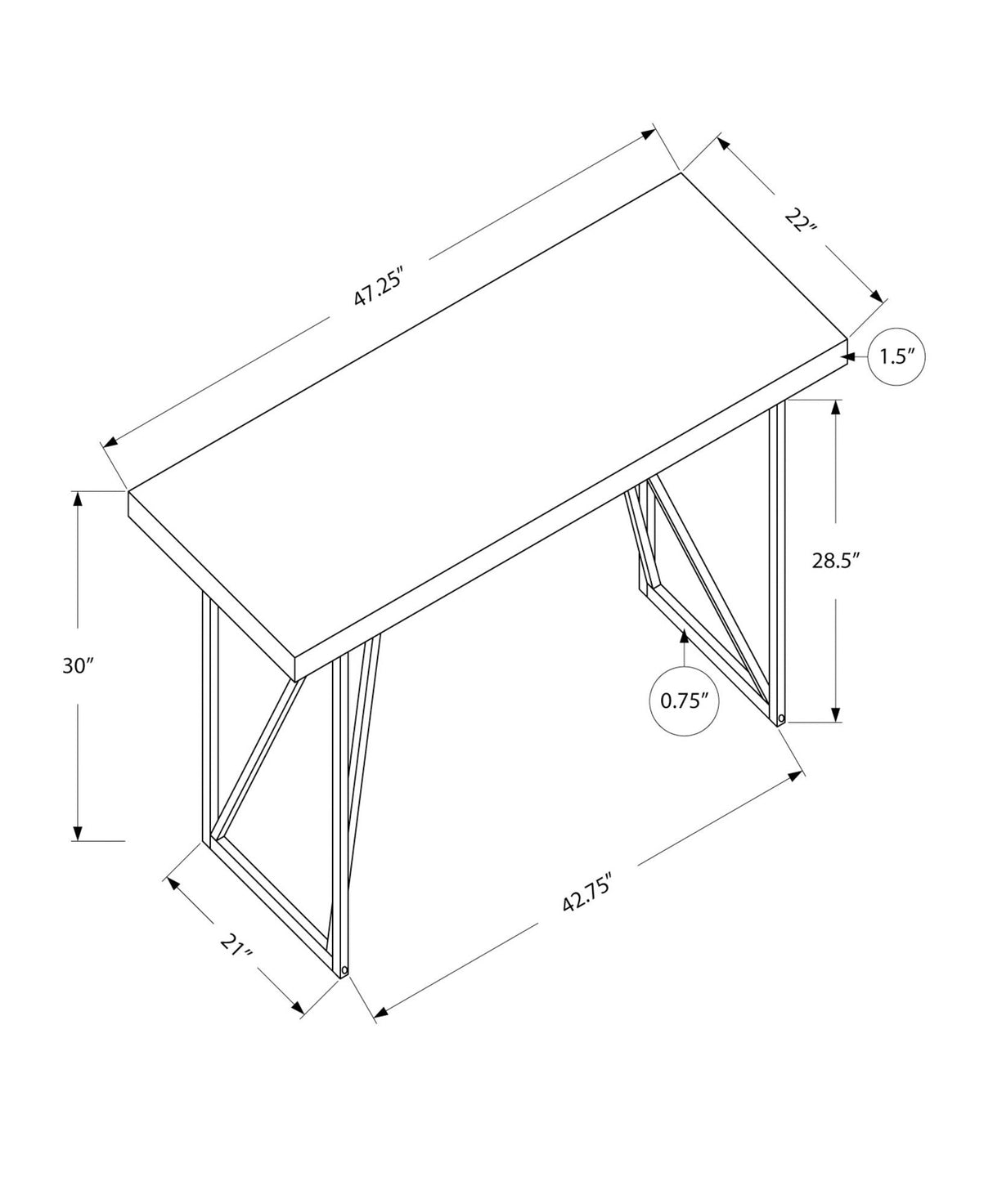 Computer Desk For Home Office Laptop, Contemporary & Modern - White