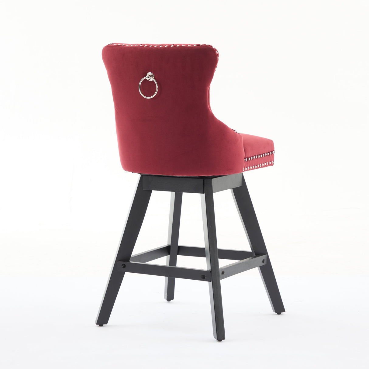 Swivel Velvet Barstools with Button Tufted DecorationSet of 2 (Wine Red)