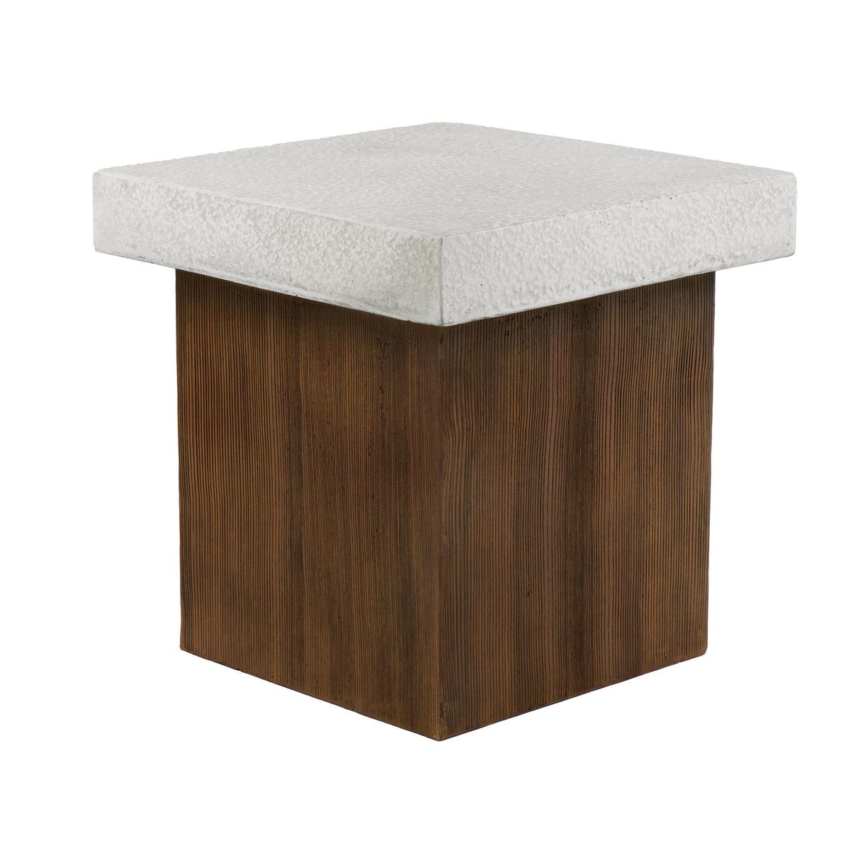 MGO Square Side Table with Faux Stone Top and Wood Frame