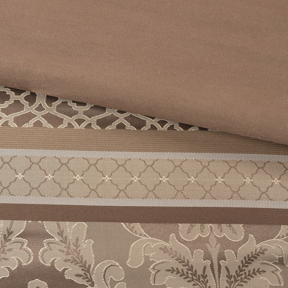 7 Piece Jacquard Comforter Set Brown/Gold Queen