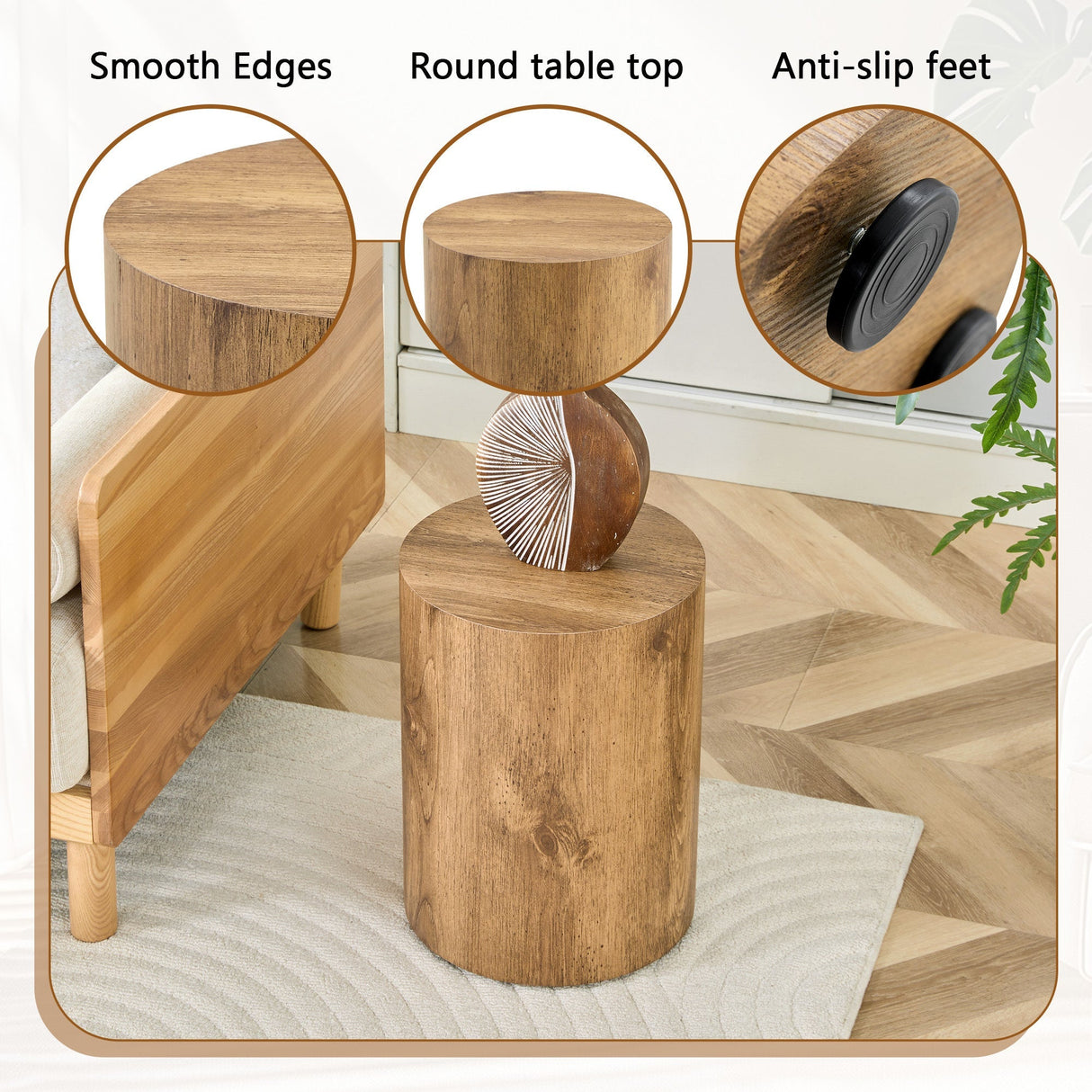 Simple Wood Grain Cylindrical Coffee Table