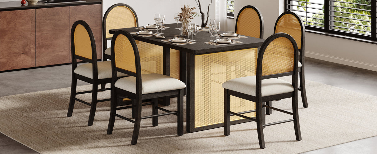 TREXM 7-Piece Farmhouse Dining Table Set for 6