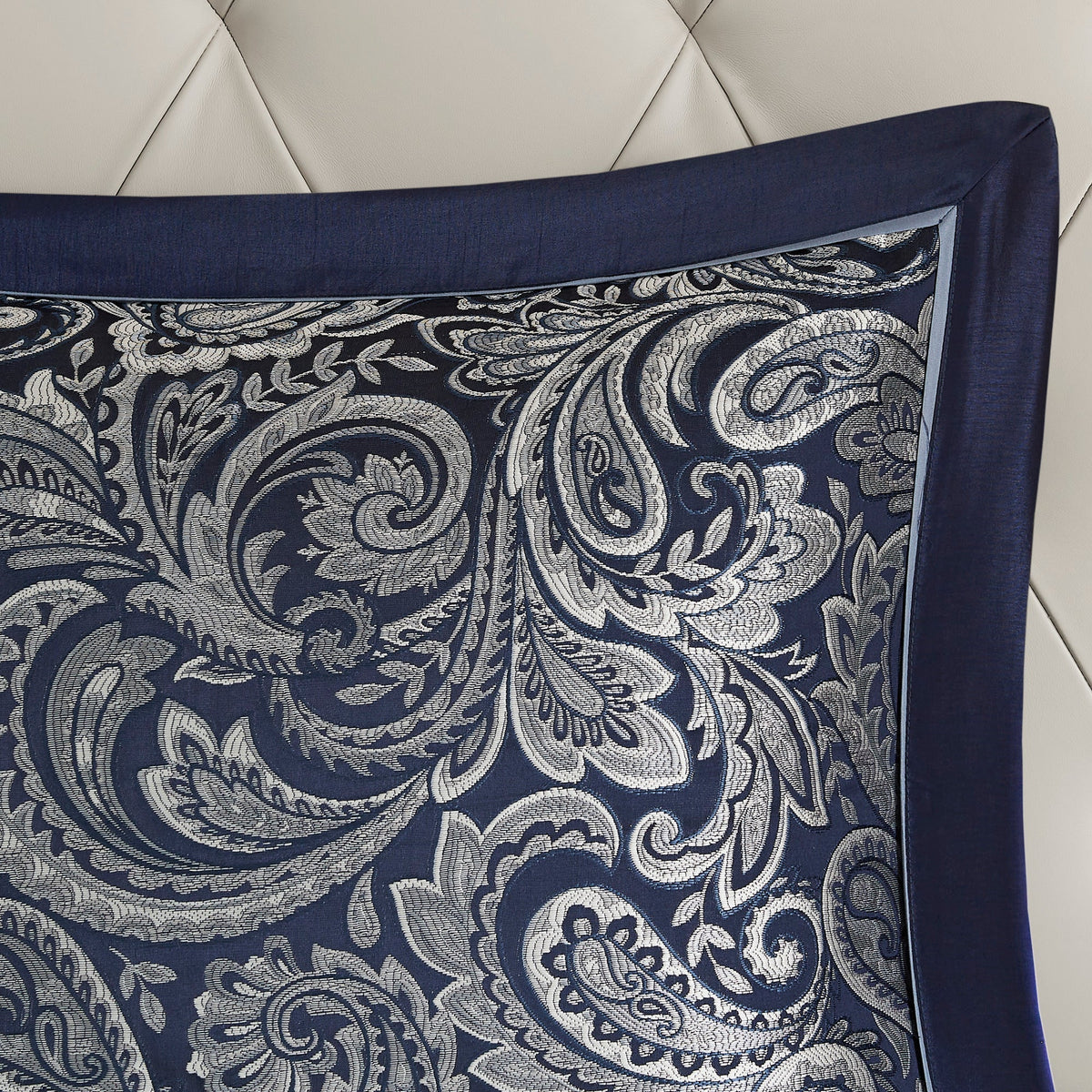 12 Piece Comforter Set with Cotton Bed Sheets Navy Cal King
