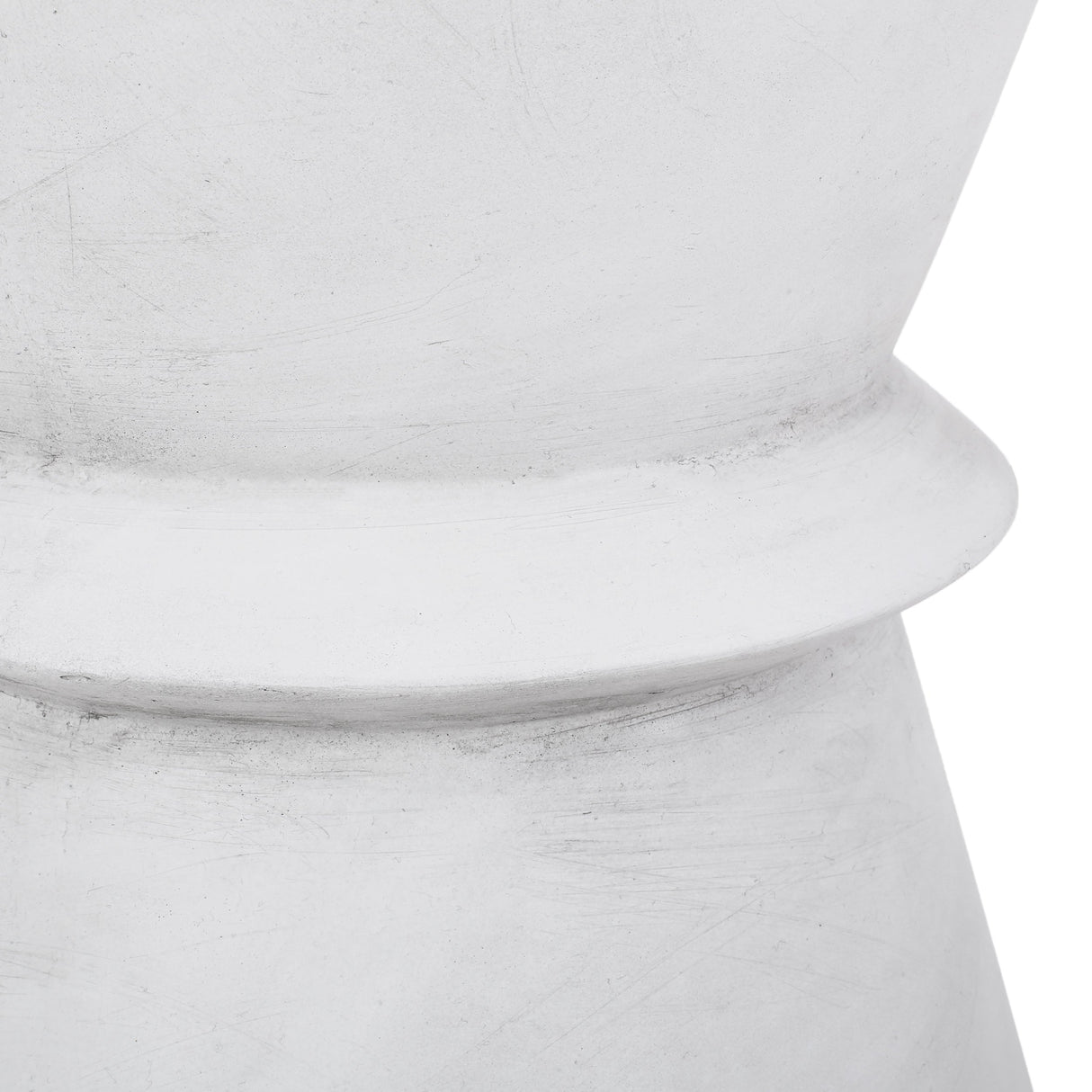 Outdoor Lightweight Concrete End Table with Hourglass Structure, Antique White