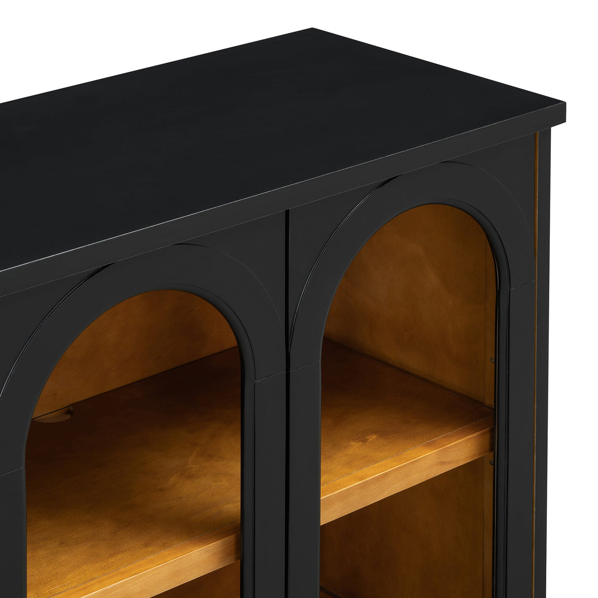 Arched Storage Cabinet with Glass Doors