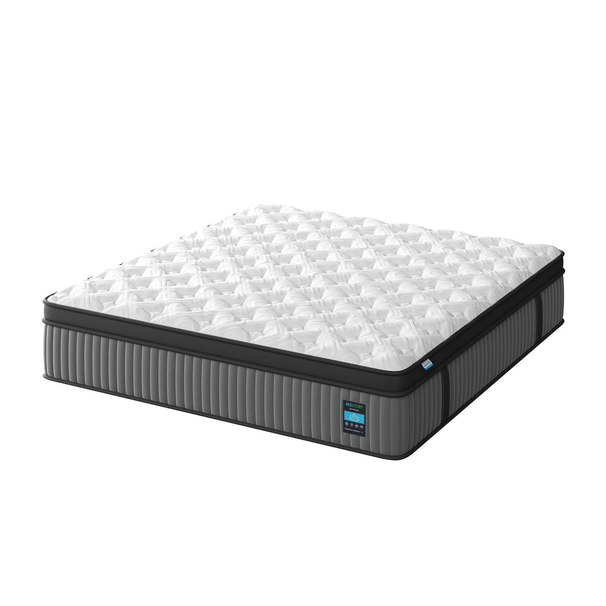 14" King Hybrid Mattress with Memory Foam & Pocket Springs - Grey & White