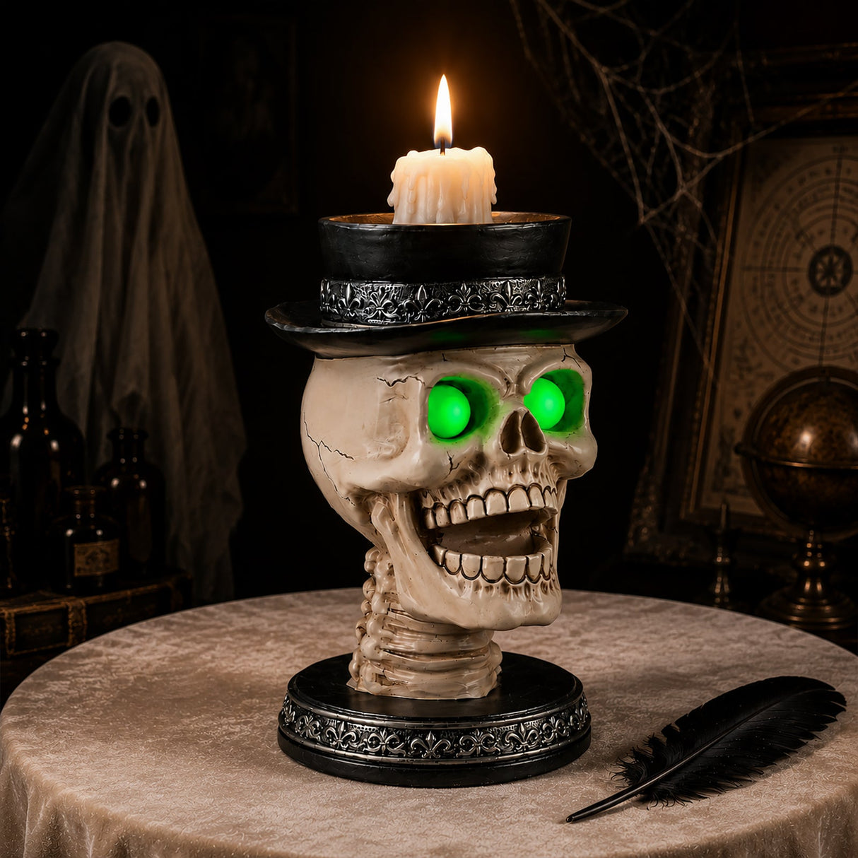 Halloween Skull Candle Holder with Glowing LED