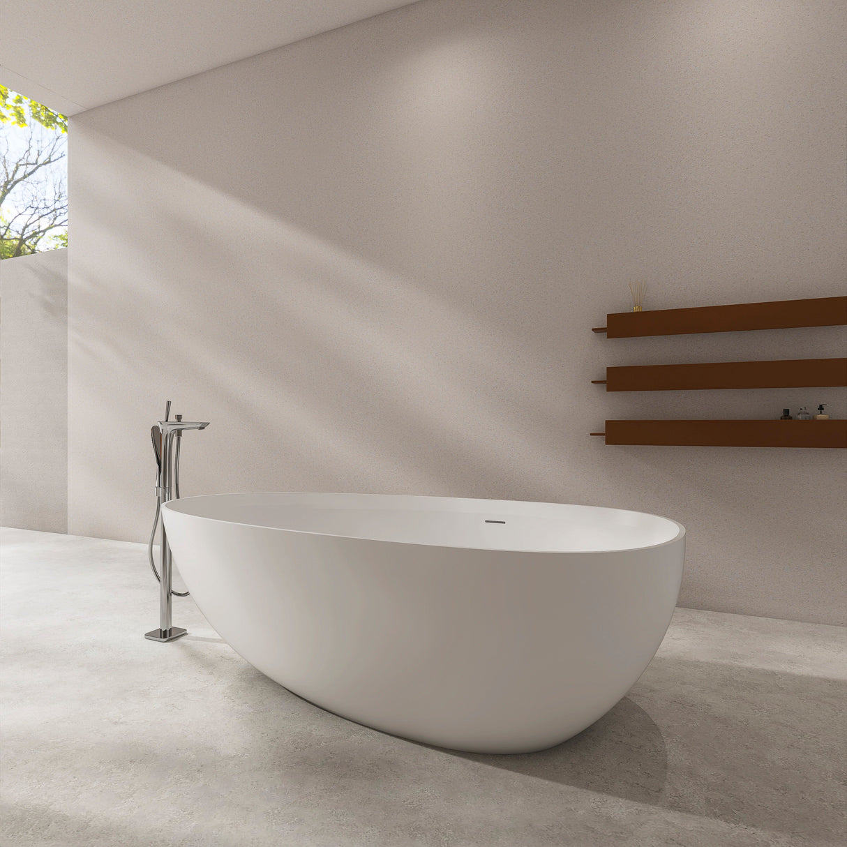 71 Inch Artificial Stone Freestanding Bathroom Bathtub