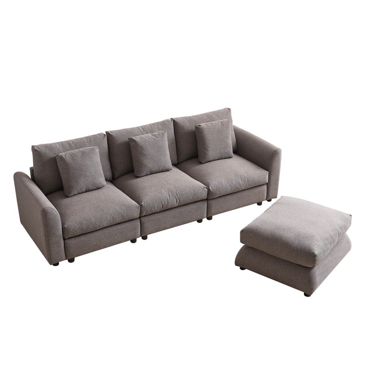 102.2 Inch Combination Modular Sofa with Ottoman Grey