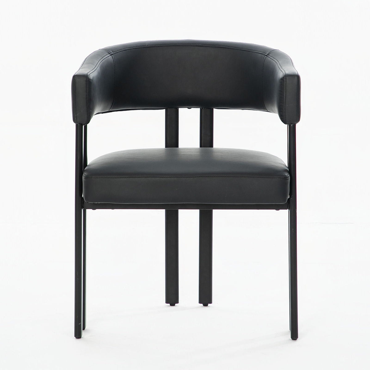 Modern Dining Upholstered Barrel Chair With Curved Back And Armrests