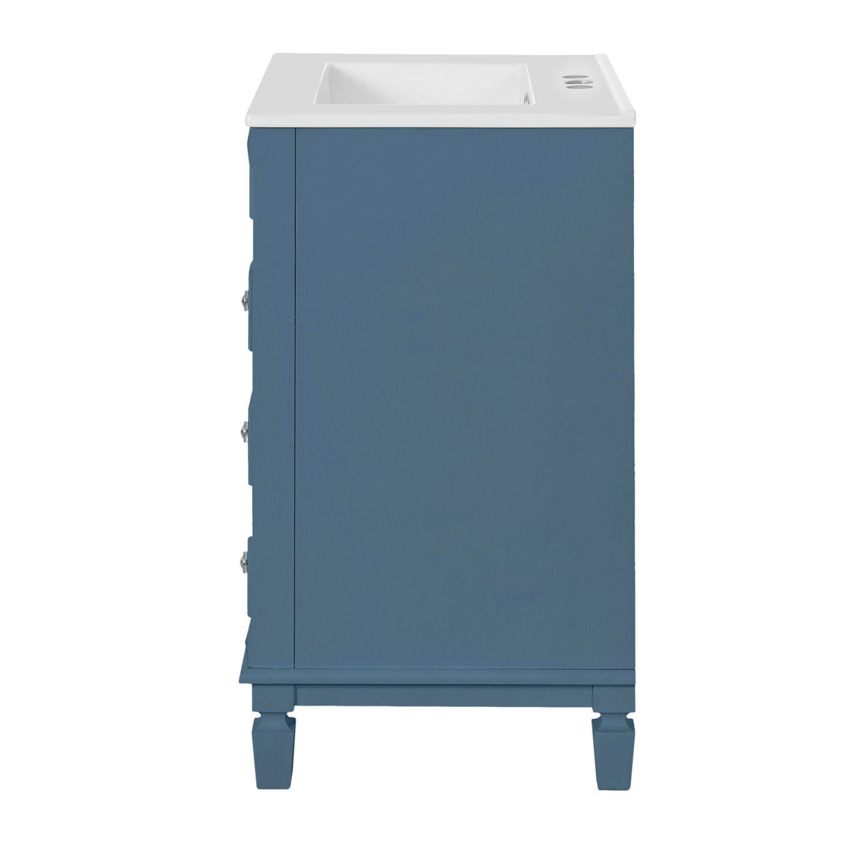Bathroom Vanity With Ceramic Sink, Compact Cabinet With 2 Drawers And Adjustable Shelf - Blue