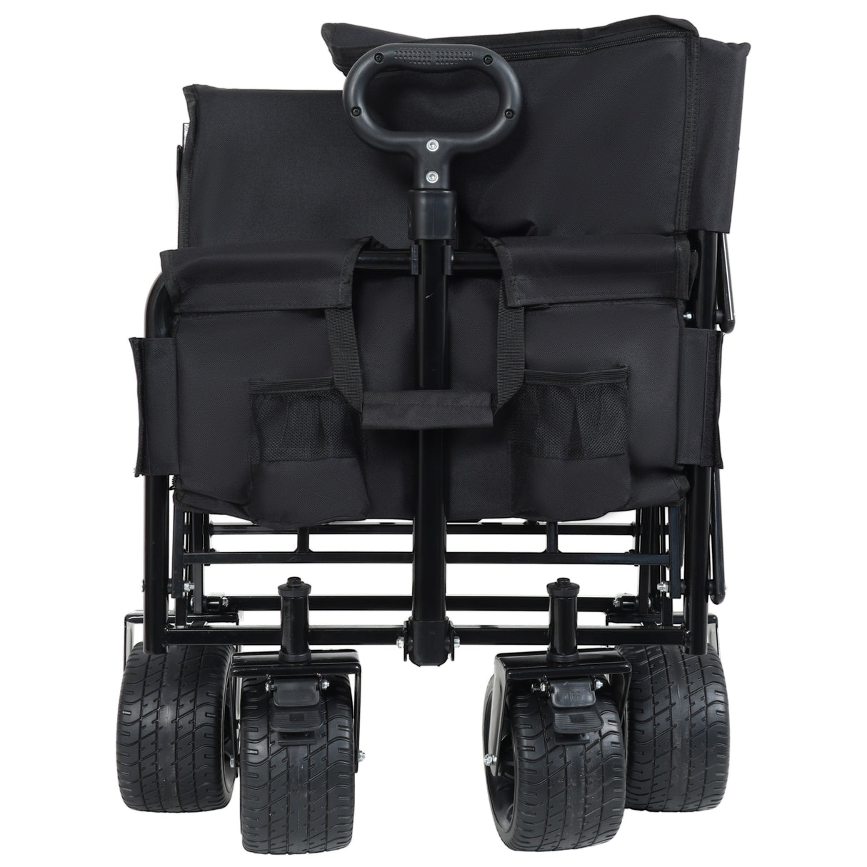 3-in-1 Convertible Folding Wagon Cart with Bench Seat & Storage