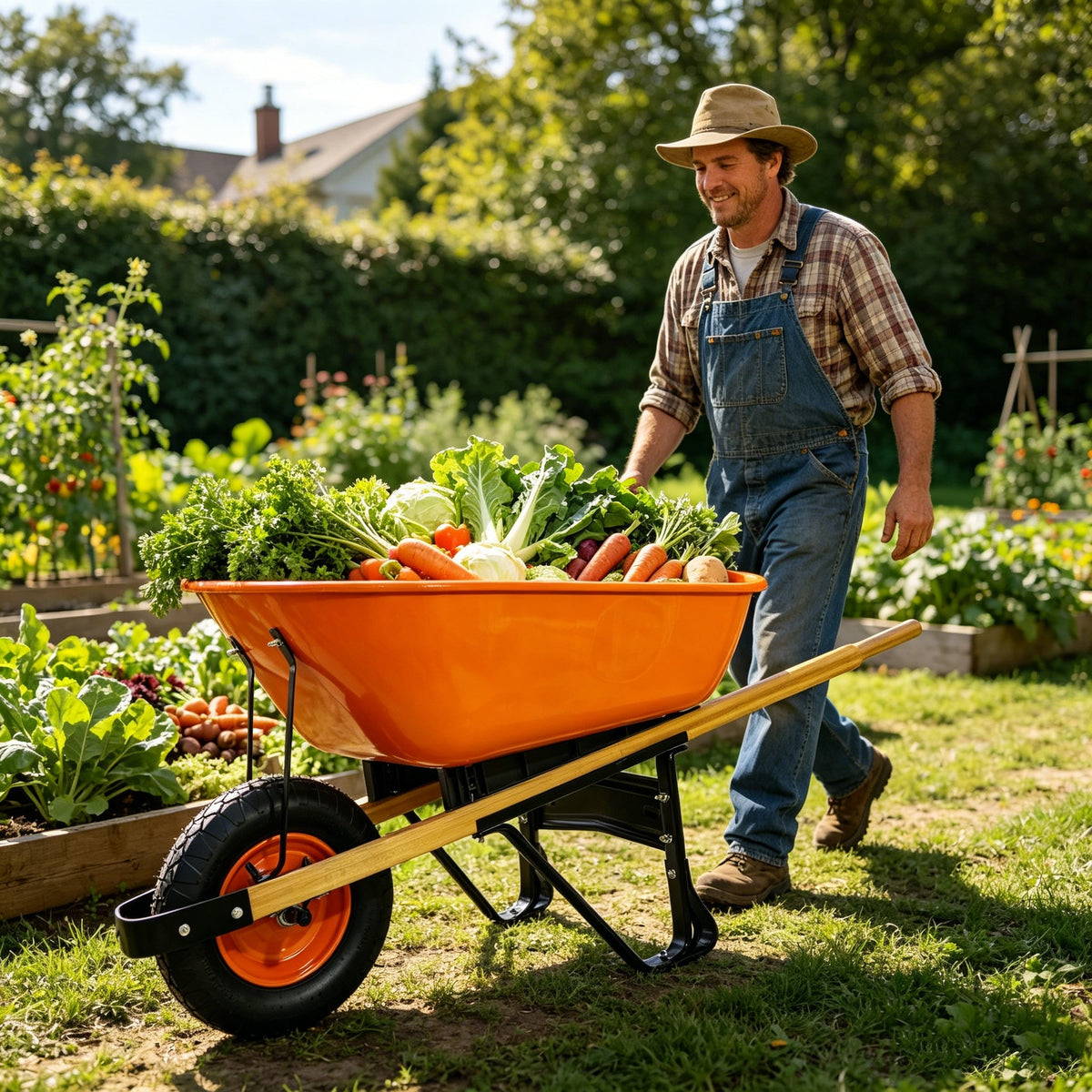 Steel Tray Wheelbarrow with Two Wheels – ABS+Steel Construction - Black or Blue