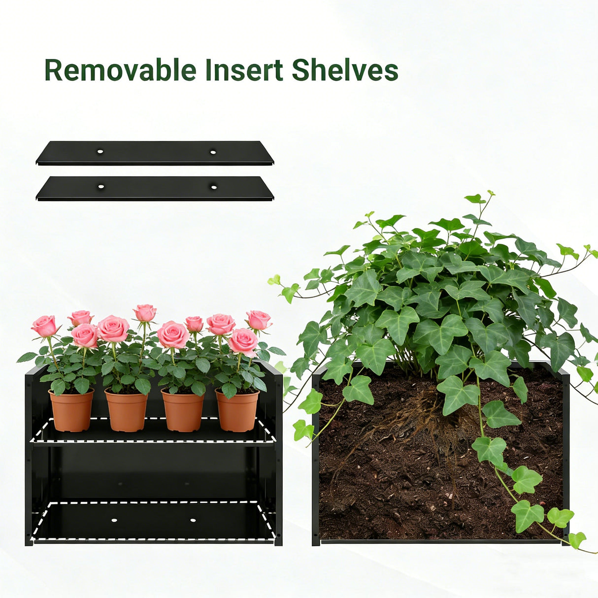 2-Piece Metal Planter Box with Trellis