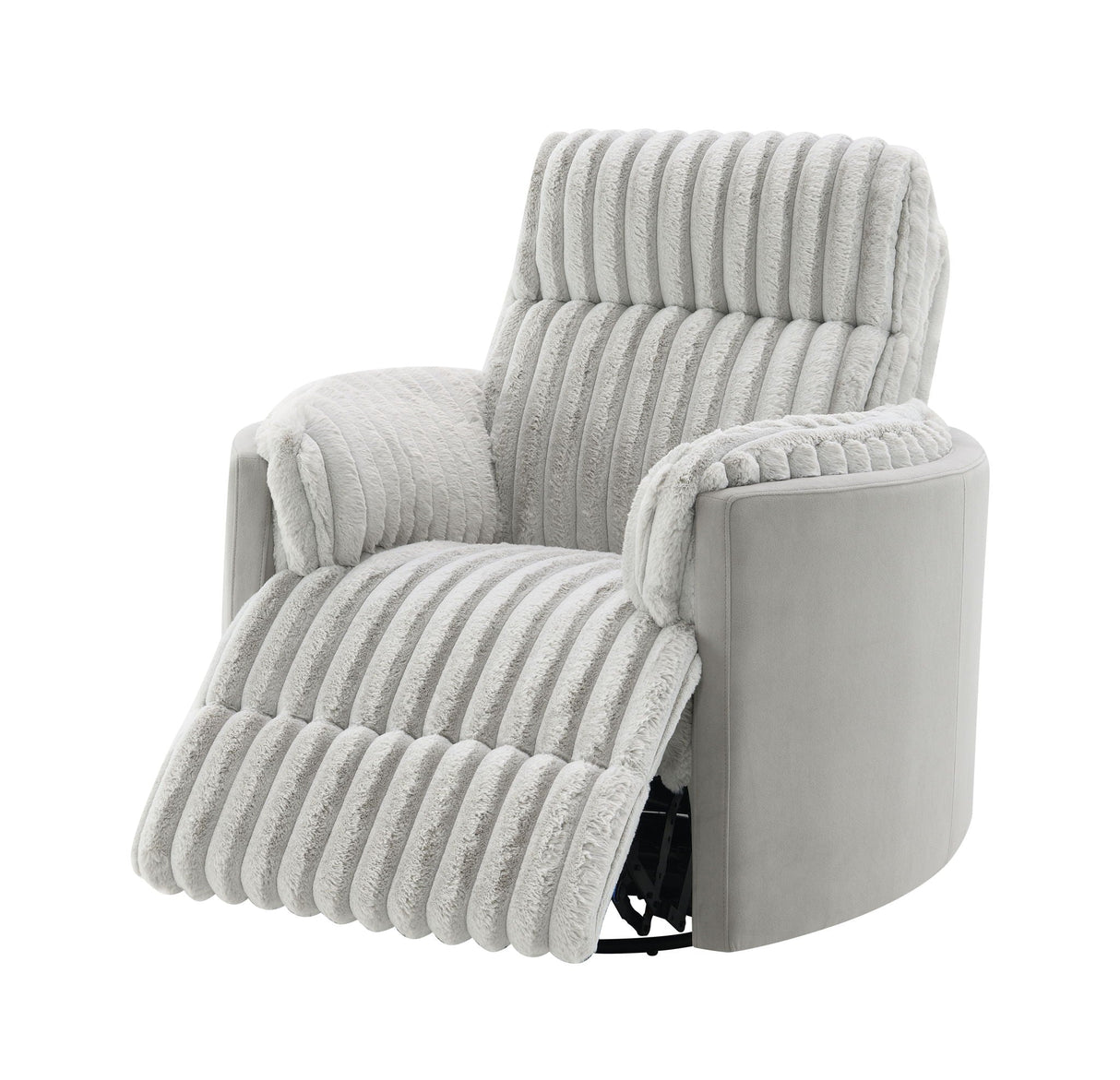 Emee Corduroy Glider Recliner With Swivel - Gray