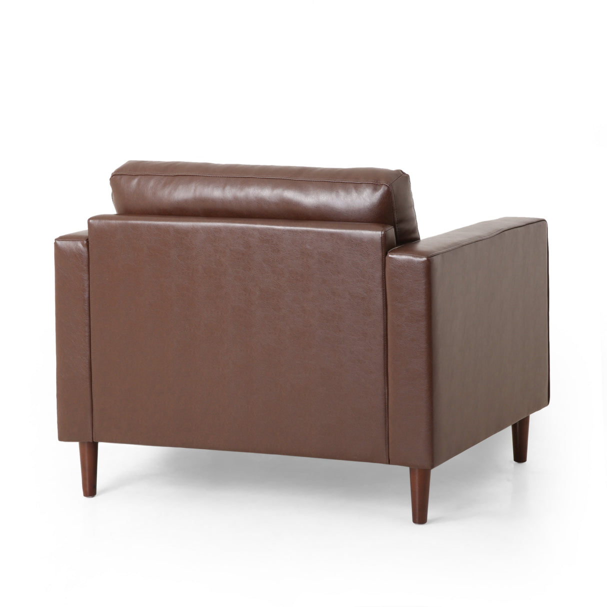 Sophisticated Club Chair with Relaxing Comfort in Dark Brown Faux Leather and Birch Wood