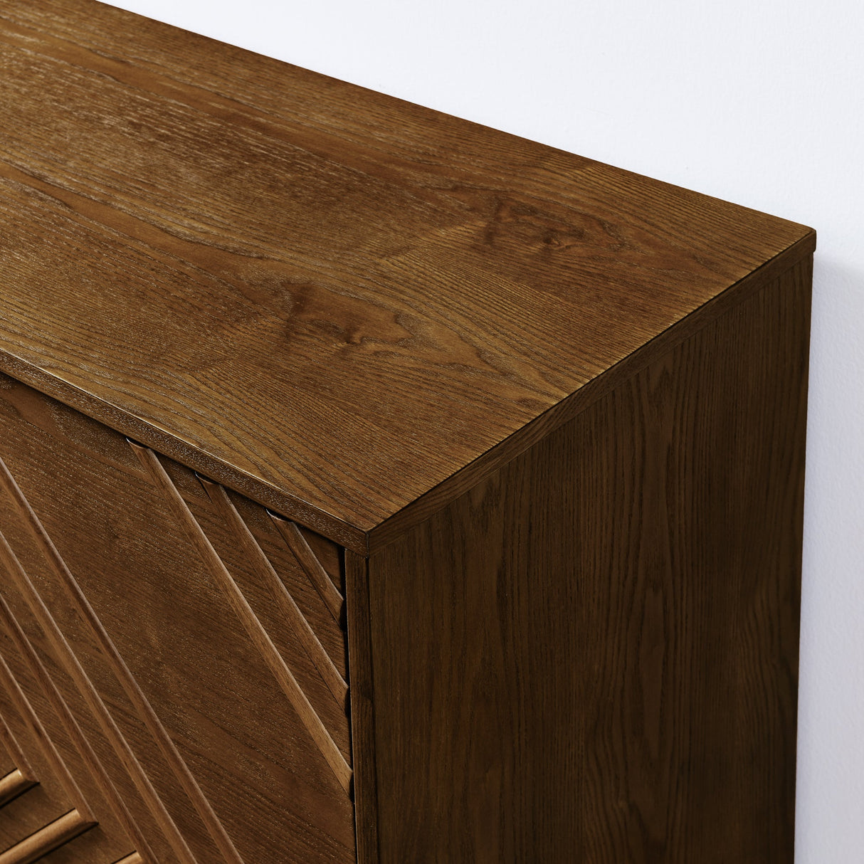 Diamond Fluted Sideboard Storage Cabinet with Adjustable Shelves