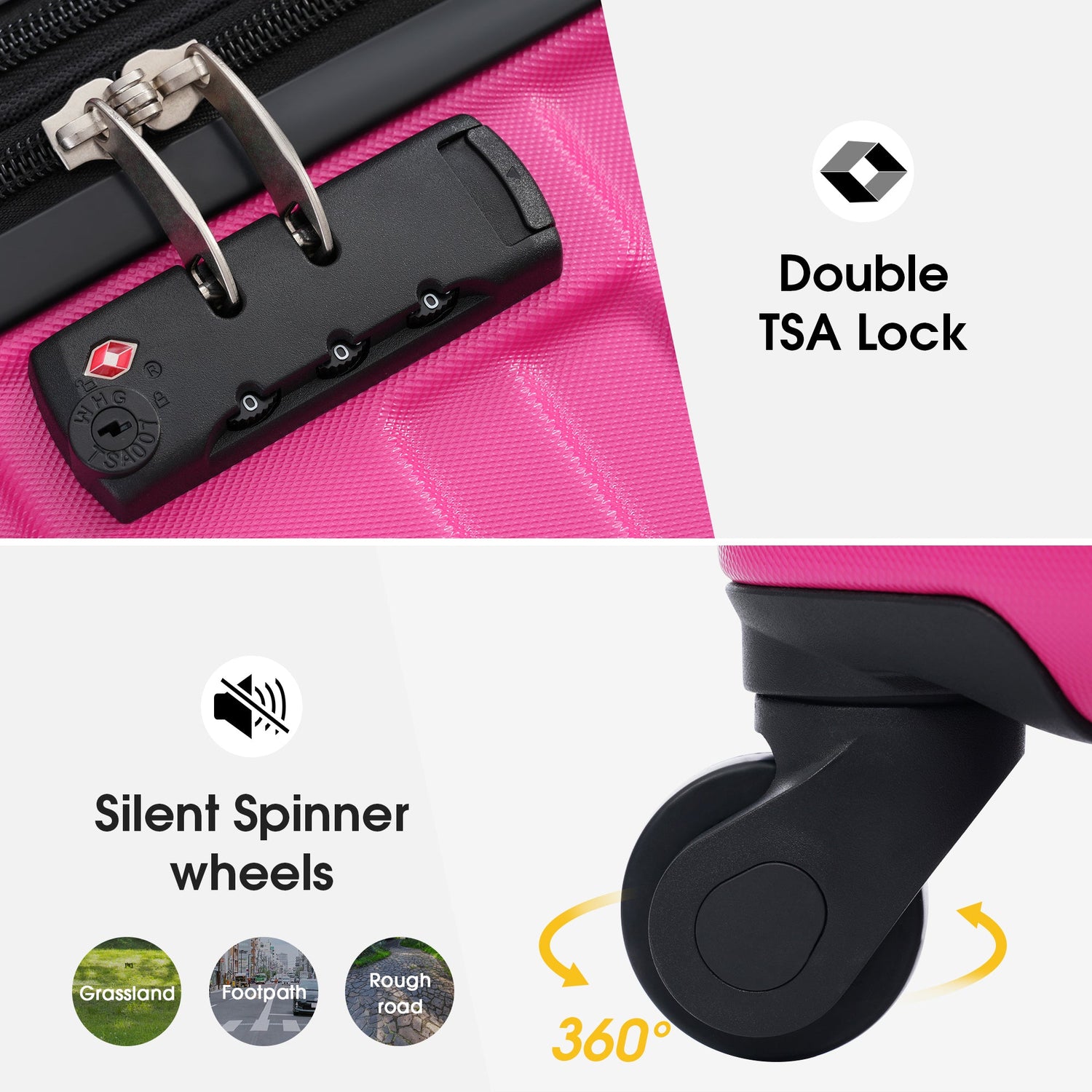 Hardshell Luggage Sets 3 Pcs Spinner Suitcase with TSA Lock