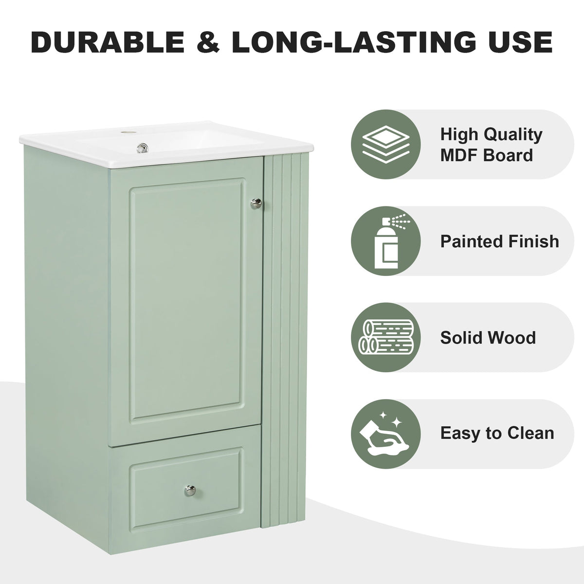20" Freestanding Bathroom Vanity with Ceramic Sink